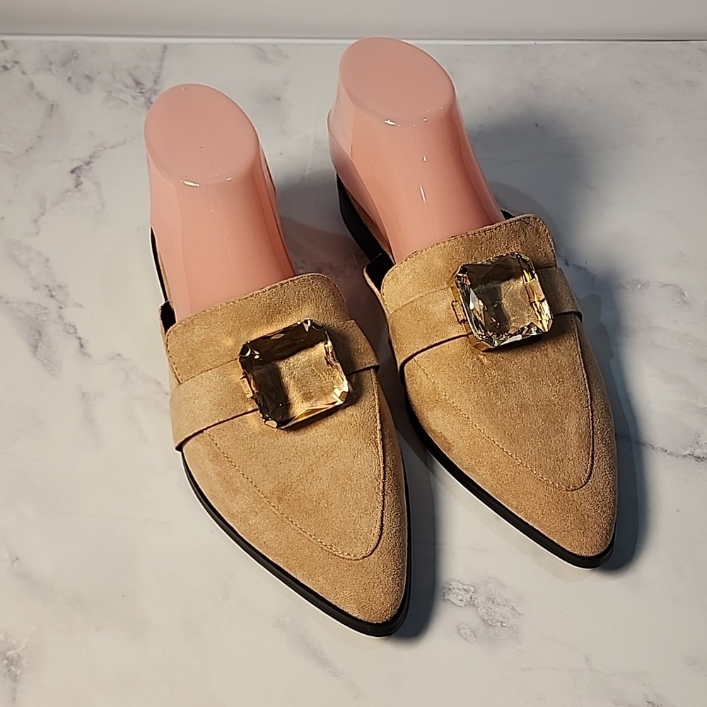 Asos Elegant Light Pink Mules with Crystal Accent